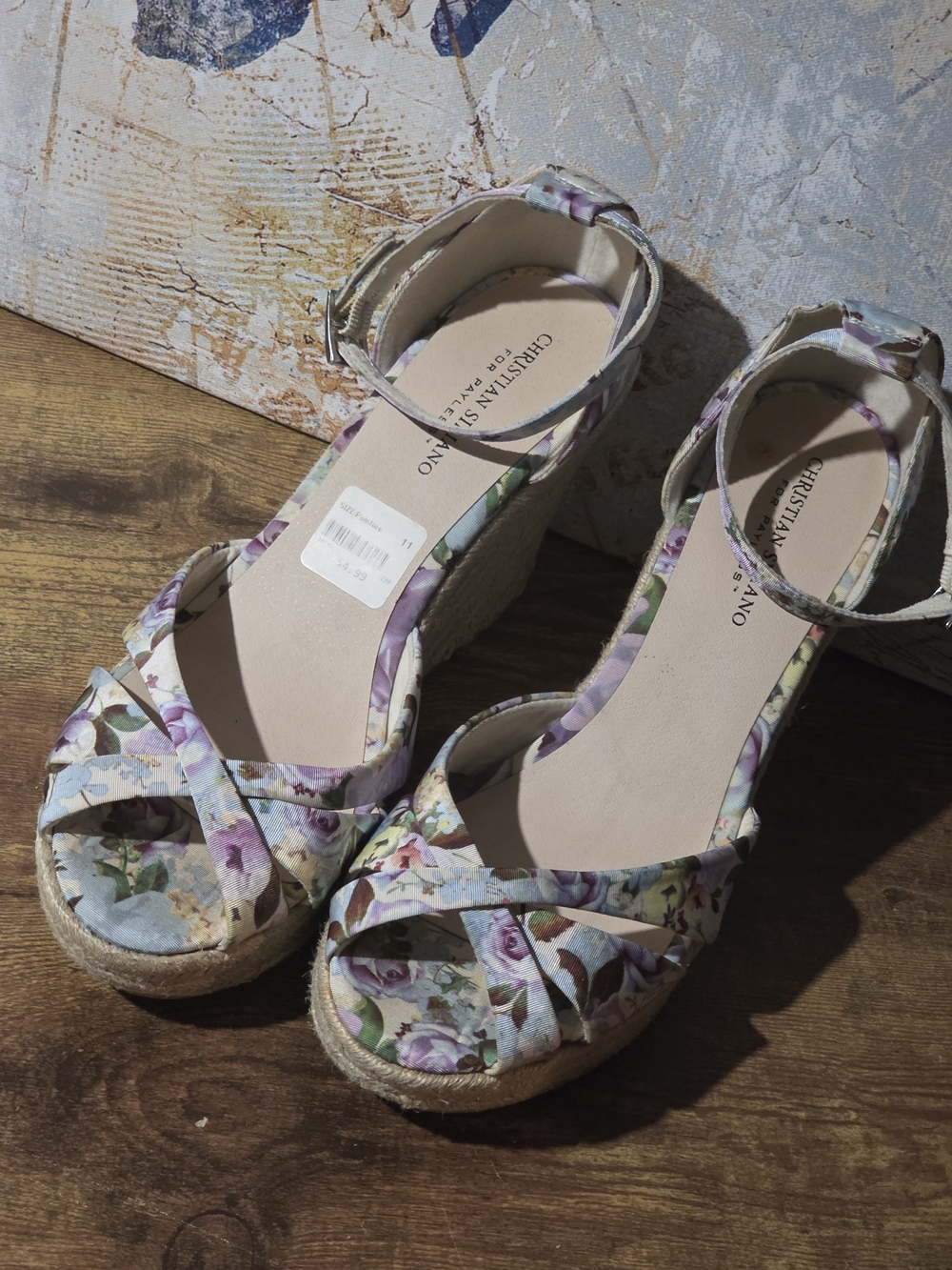 NWT Summer Christian Siriano Floral Espadrille Wedge Sandals in Multicolor